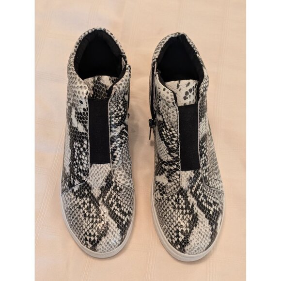Womens Aqua College Waterproof Sneakers Snake Print High-Top Side Zipper Sz 8.5 - Picture 1 of 13